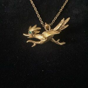 Vintage Monet gold electroplated roadrunner necklace